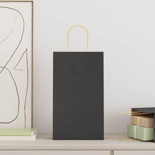 vidaXL Pappersp&aring;sar 50 st med handtag svart 21x11x36 cm