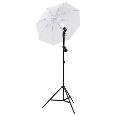 vidaXL Fotostudio med lampor, paraplyer, bakgrund och reflexskärm