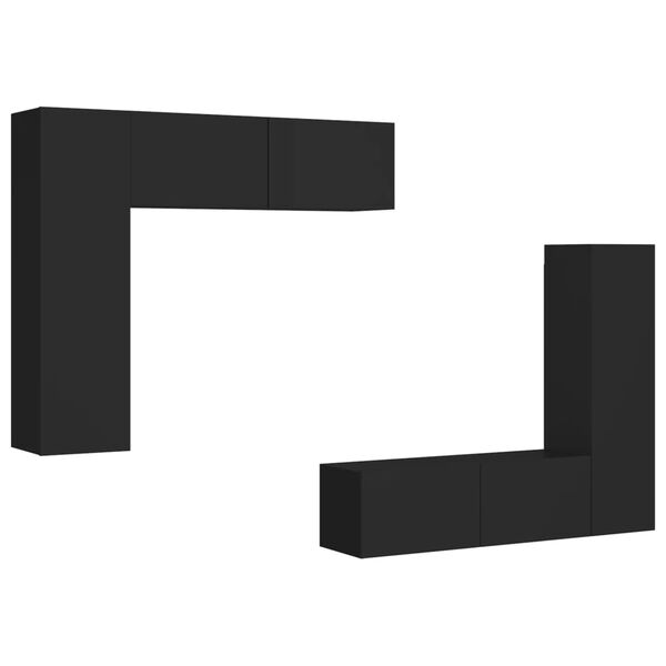 vidaXL Tv-skåp 4 delar svart konstruerat trä