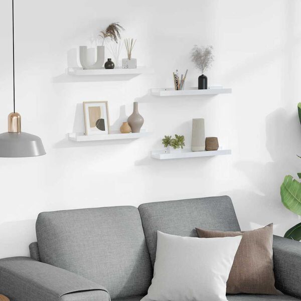 vidaXL V&auml;gghyllor 4 st vit h&ouml;gglans 40x9x3 cm