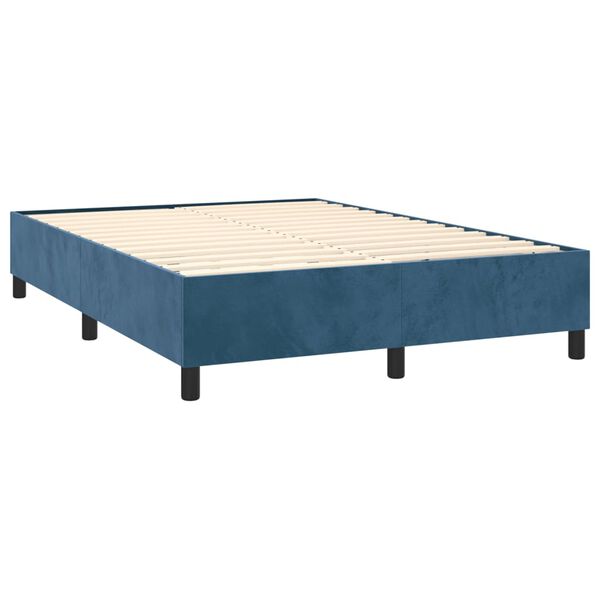 vidaXL Boxspring-s&auml;ngram m&ouml;rkbl&aring; 140x200 cm sammet