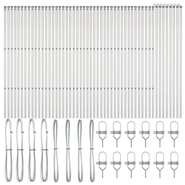 vidaXL Stängselstolpe Övrigt 52 pcs Grå 3,2 x 3,2 x 170 cm Stål
