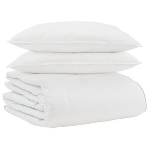 vidaXL Vinter T&auml;cke med kudde 3 pcs Vit Dunfj&auml;der