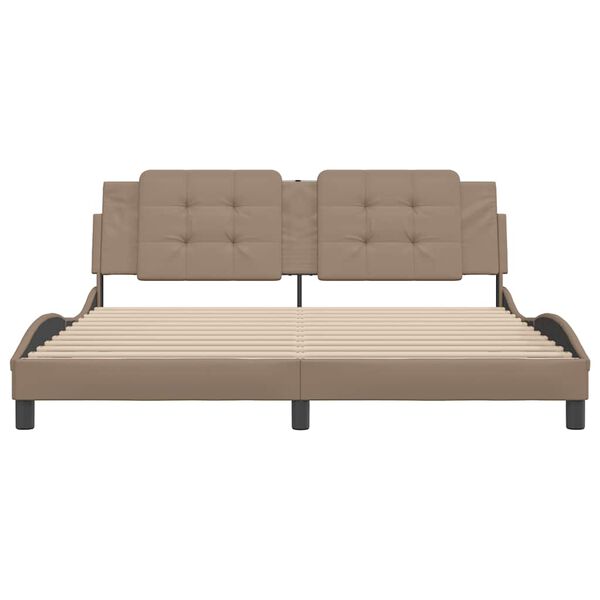 vidaXL Bed Frame without Mattress "Zadar" Cappuccino 180x200 cm Faux Leather