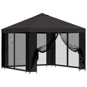 vidaXL Tr&auml;dg&aring;rdsgazebo med sidov&auml;ggar 3 x 3 m Antracit