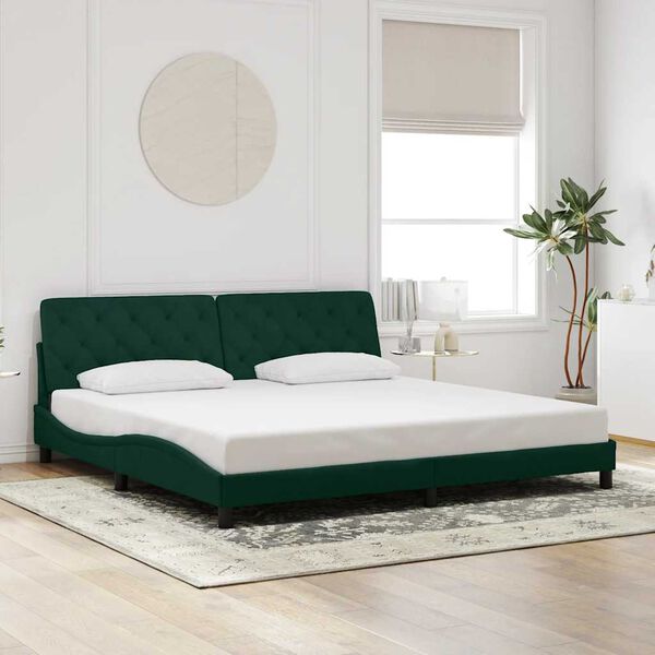 vidaXL Bed Frame without Mattress Dark Green 200x200 cm Velvet