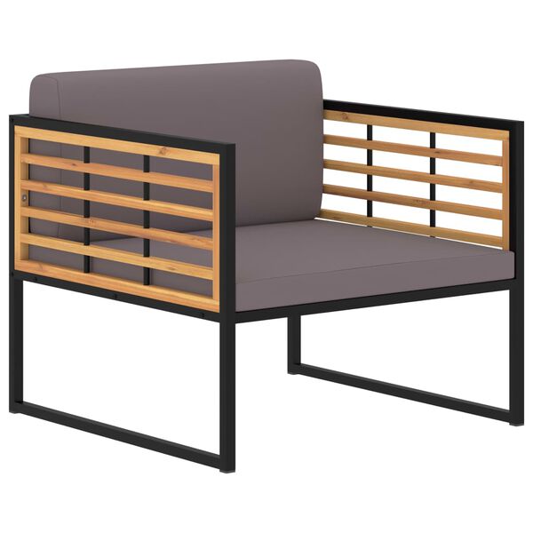vidaXL Trädgårdsstolar med dynor 2 st massivt akaciaträ mörkgrå