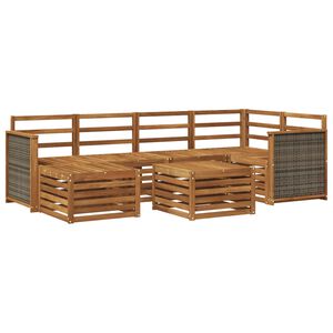 vidaXL Sektionsoffgrupp 6 pcs Naturlig Massivt Akaciatr&auml;
