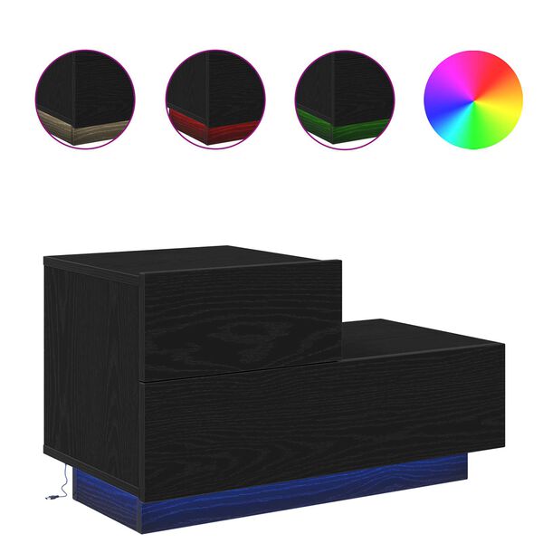 vidaXL Nattduksbord Svart Ek 70 x 36 x 40,5 cm Konstruerat trä