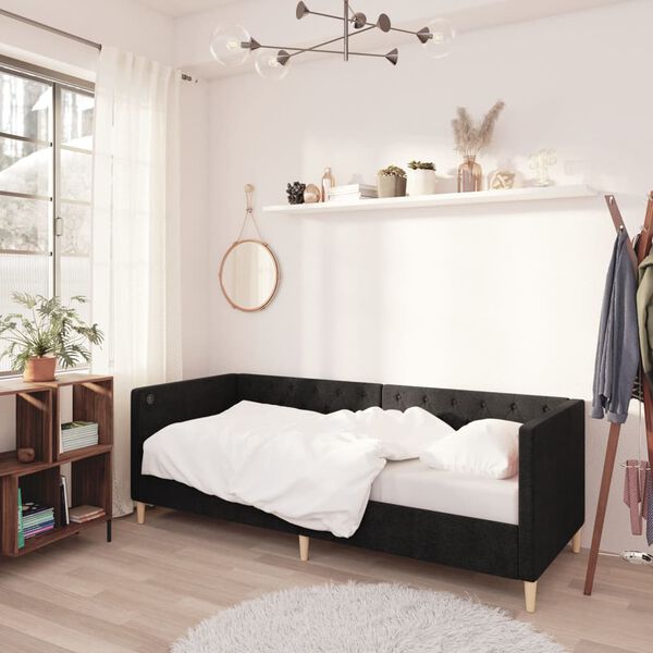 vidaXL Dagb&auml;dd med madrass USB svart tyg 90x200 cm