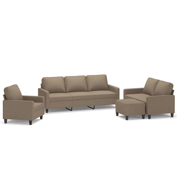 vidaXL Soffgrupp med dynor 4 delar Taupe tyg