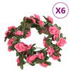 vidaXL Blomstergirlanger 6 st r&ouml;d rosa 240 cm