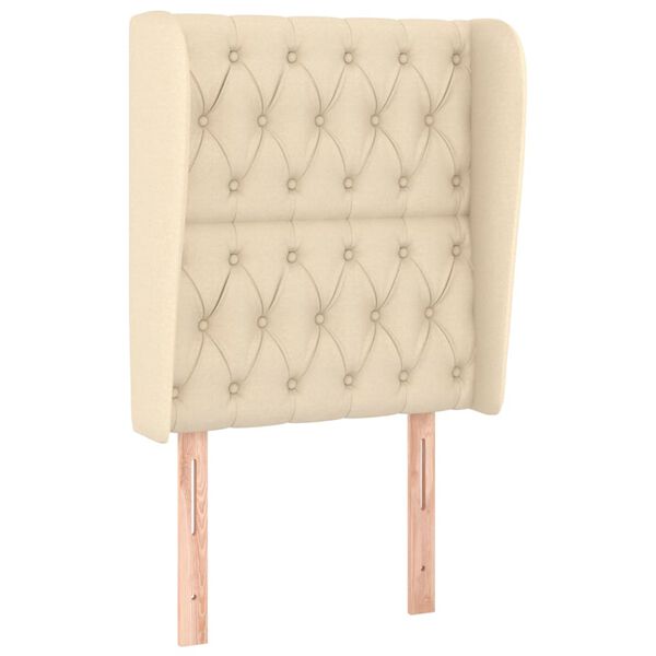 vidaXL S&auml;nggavel med kanter gr&auml;ddvit 83x23x118/128 cm tyg