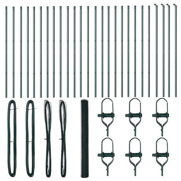 vidaXL Stängselstolpe Grön 50 x 1,6 m (25 mm nät) Stål och PVC