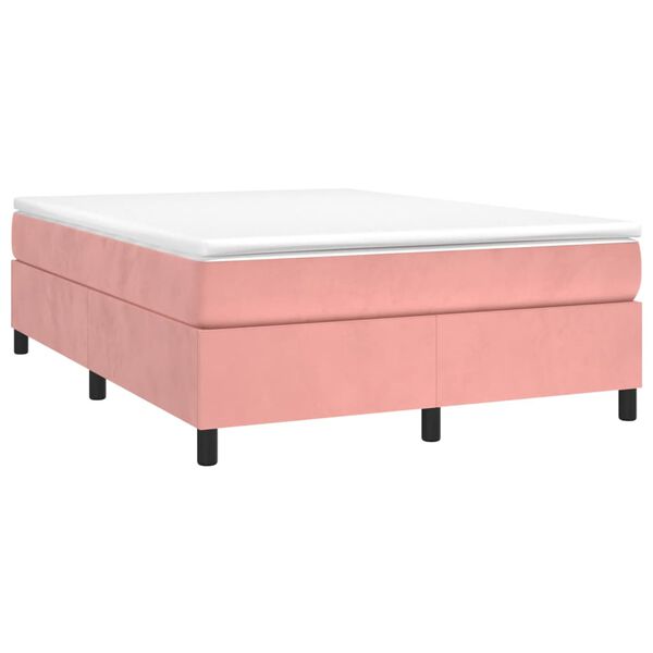 vidaXL Boxspring-s&auml;ngram rosa 140x190 cm sammet