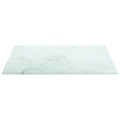 vidaXL Bordsskiva vit 30x30 cm 6 mm härdat glas med marmortextur