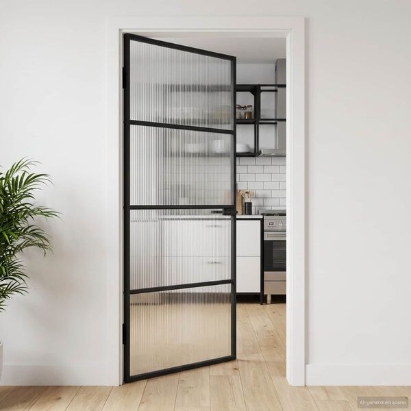 vidaXL Hem d&ouml;rr 102 x 201,5 x 3,5 cm Aluminium och H&auml;rdat Glas