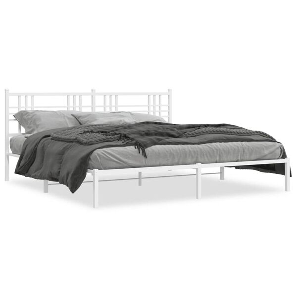 vidaXL S&auml;ngram med huvudgavel metall vit 183x213 cm