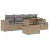 vidaXL Soffgrupp f&ouml;r tr&auml;dg&aring;rden med dynor 6 delar beige konstrotting