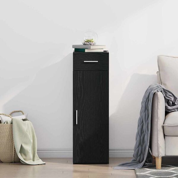 vidaXL Sideboard med l&aring;da Svart Ek 30 x 42,5 x 93 cm