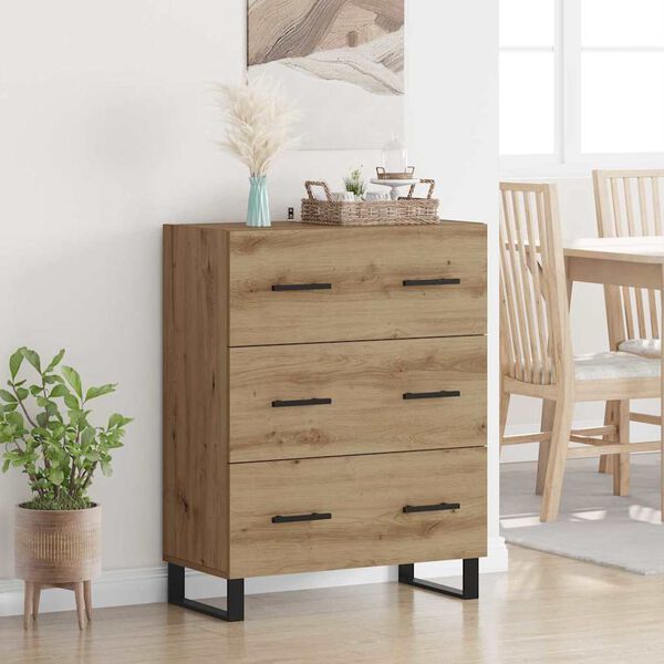 vidaXL Sideboard Artisan Ek 69,5 x 34 x 90 cm Konstruerat tr&auml; och j&auml;rn