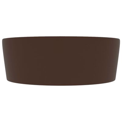 vidaXL Handfat med bräddavlopp matt mörkbrun 36x13 cm keramik