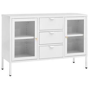 vidaXL Sk&auml;nk vit 105x35x70 cm st&aring;l och h&auml;rdat glas