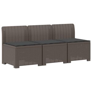 vidaXL 3-sits tr&auml;dg&aring;rdsoffa med kuddar Rattan-look PP Ljusgr&aring;
