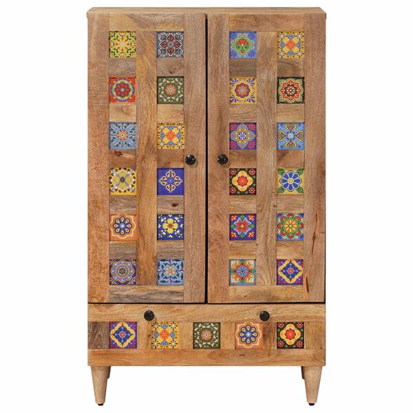 vidaXL Sk&aring;p med l&aring;da Naturf&auml;rg 60 x 33,5 x 100 cm Massivt mangotr&auml;