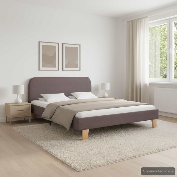 vidaXL Sängram utan madrass taupe tyg 135x190 cm