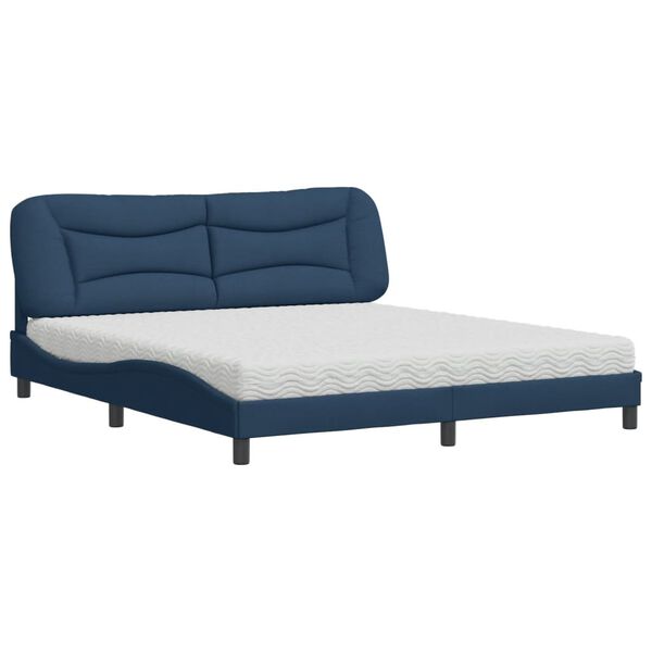 vidaXL Bed with Mattress "Hvar" Blue 180x200 cm Fabric