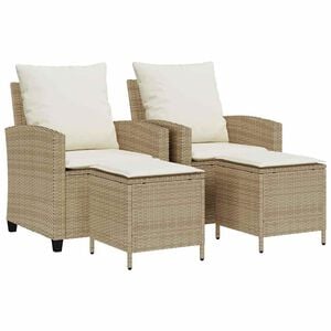 vidaXL Soffgrupp f&ouml;r tr&auml;dg&aring;rd med dynor 4 delar beige konstrotting