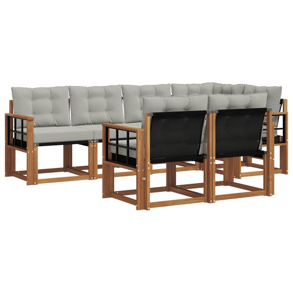 vidaXL Utomhussoffset med kudde 7 pcs Naturlig och Ljus Gr&aring;