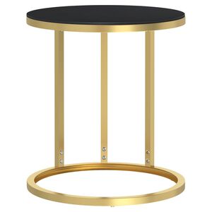 vidaXL Sidobord guld och svart 45 cm h&auml;rdat glas