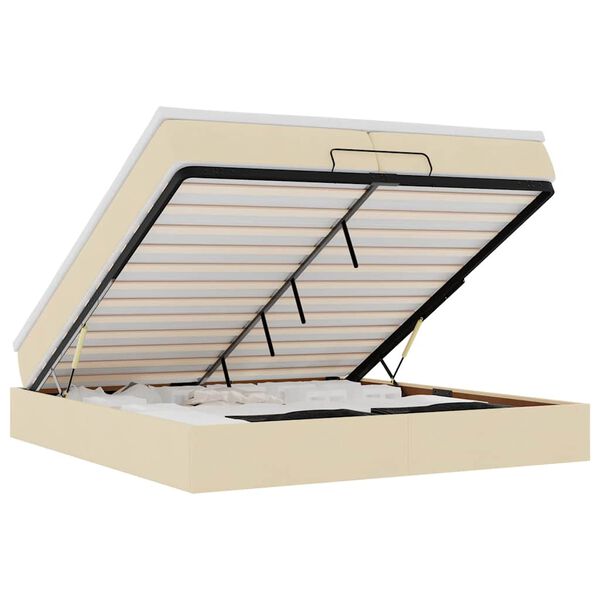 vidaXL Ottoman sängram med madrasser gräddvit 200x200 cm tyg