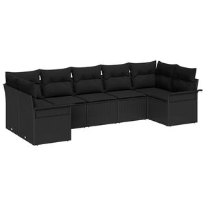 vidaXL Tr&auml;dg&aring;rdsoffset med lagring 7 pcs Svart Poly rattan