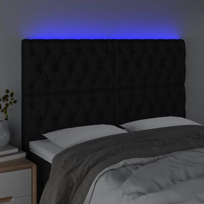 vidaXL Sänggavel LED svart 160x7x118/128 cm tyg