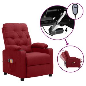 vidaXL Elektrisk massagef&aring;t&ouml;lj vinr&ouml;d tyg