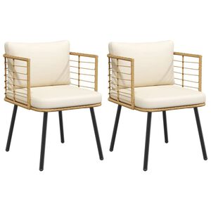 vidaXL Tr&auml;dg&aring;rdsstolar 2 st med dynor naturlig konstrotting