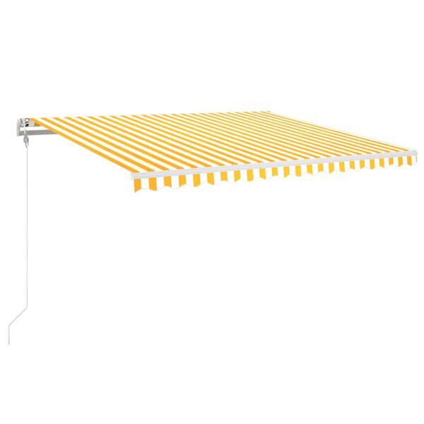vidaXL Automatisk markis med vindsensor & LED 450x350 cm gul/vit
