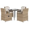 vidaXL Matgrupp f&ouml;r tr&auml;dg&aring;rden med dynor 5 delar beige konstrotting