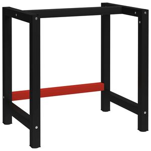 vidaXL Ram till arbetsb&auml;nk metall 80x57x79 cm svart och r&ouml;d