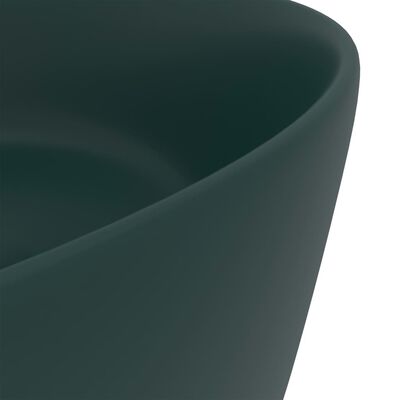 vidaXL Lyxigt runt handfat matt mörkgrön 40x15 cm keramik