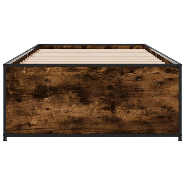 vidaXL Sängram rökfärgad ek 90x200 cm konstruerat trä och metall