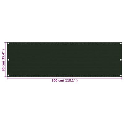 vidaXL Balkongskärm mörkgrön 90x300 cm HDPE
