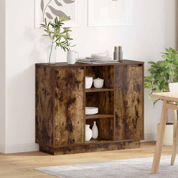 vidaXL Sideboard med hylla Rökt ek 90 x 32 x 75 cm Konstruerat trä
