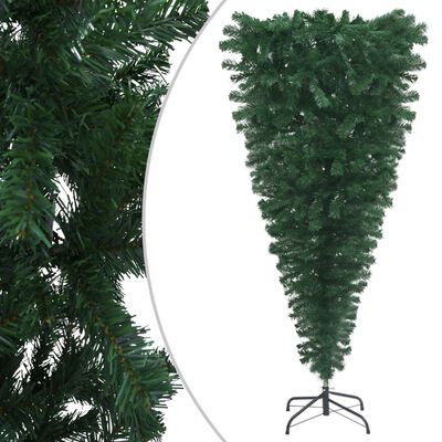 vidaXL Plastgran upp-och-ned med LED och julgranskulor 240 cm