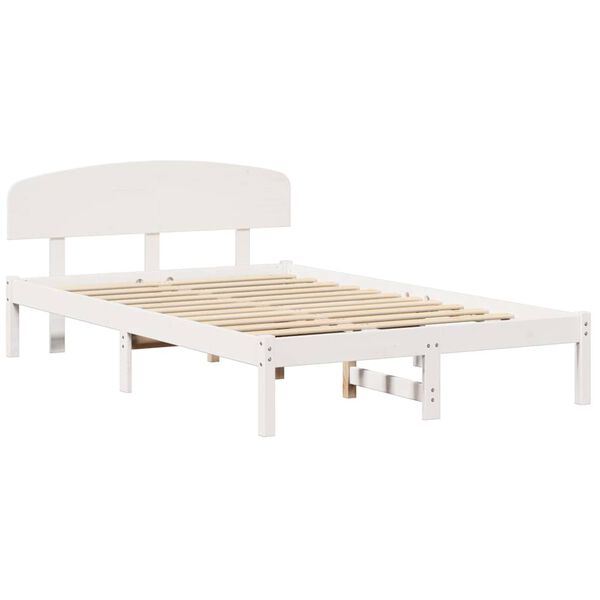 vidaXL Sängram med huvudgavel Vit 140 x 190 cm Massiv furu