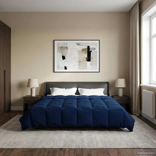 vidaXL Sommar Duvet Quiltad M&ouml;rkbl&aring; 220 x 240 cm Mikrofiber