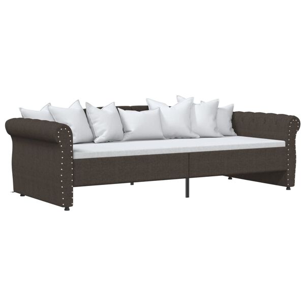 vidaXL Dagb&auml;dd med USB m&ouml;rkbrun tyg 90x200 cm